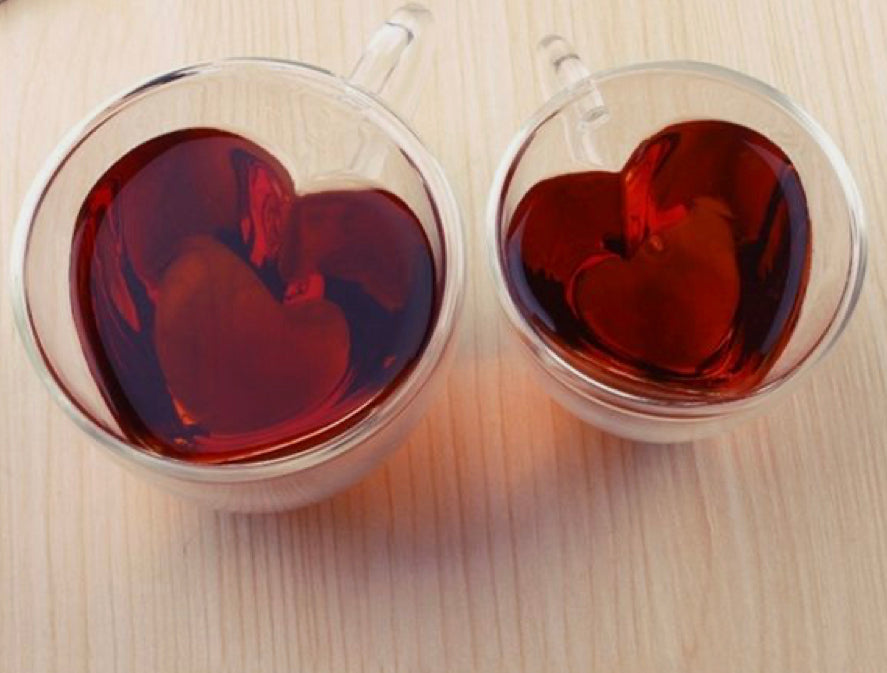 Heart Love Shaped Glass Mug Double Wall Coffee Mugs Insulated Tea